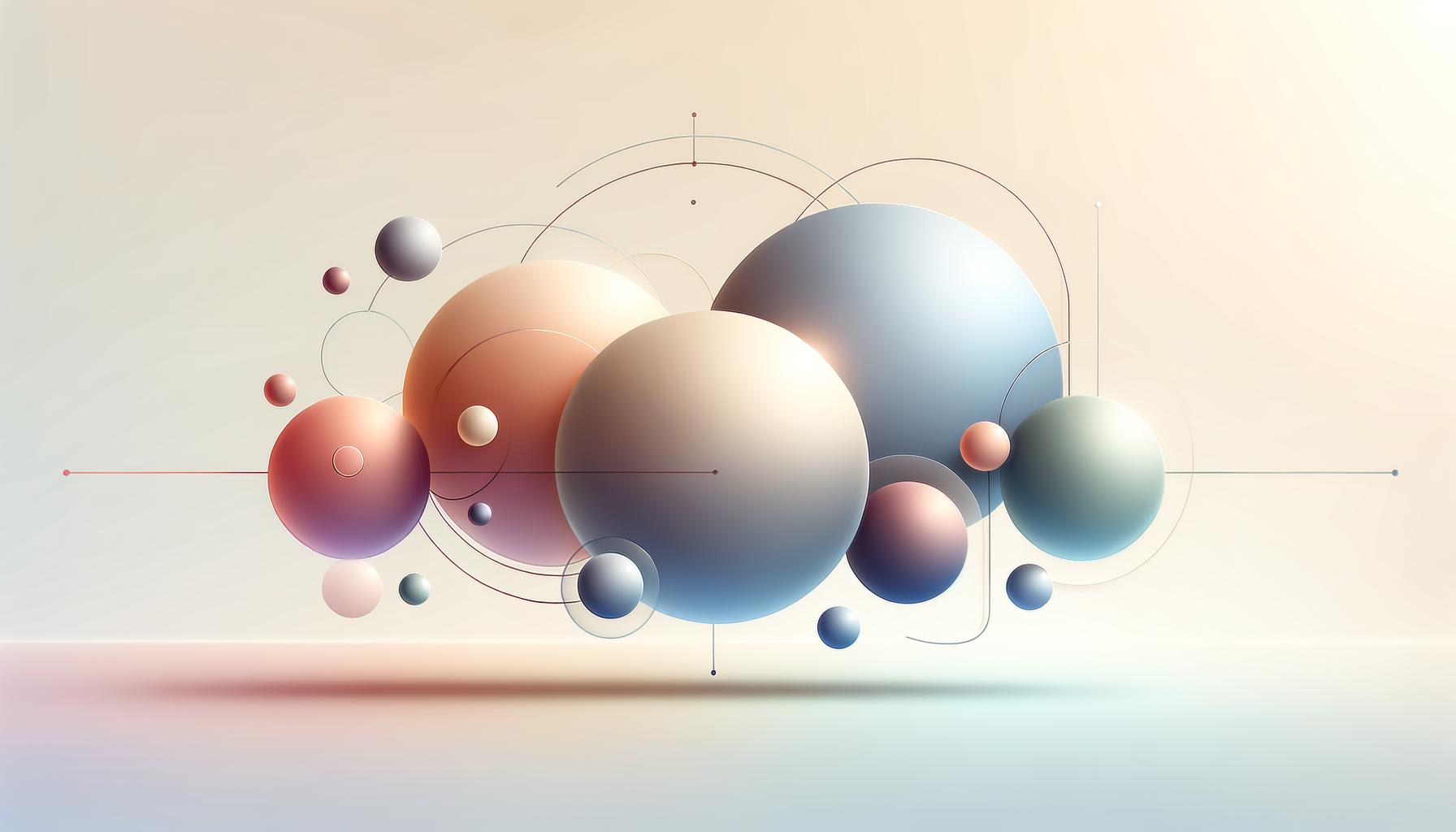 Minimalist illustration showing six abstract shapes representing modes of productivity on a soft gradient background