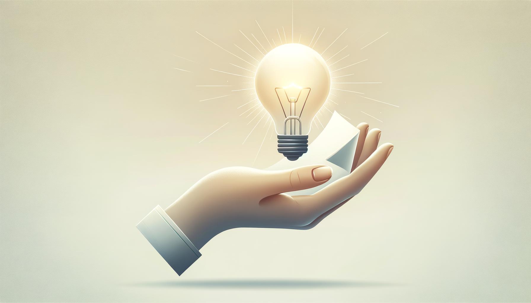 An open hand holds a glowing lightbulb with a ballot paper against a soft gradient background