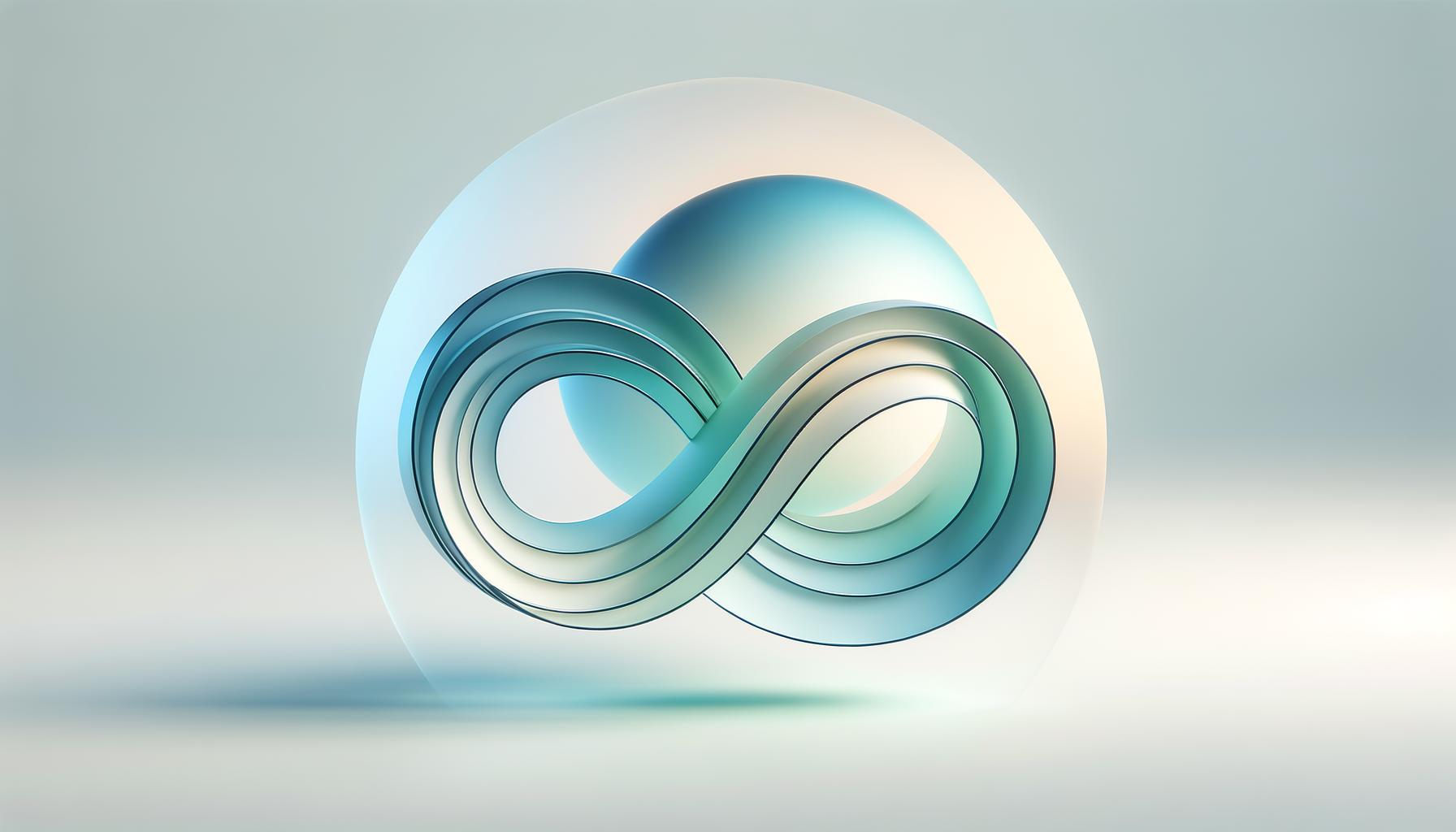 Abstract overlapping speech bubbles forming an infinity loop on a soft gradient background