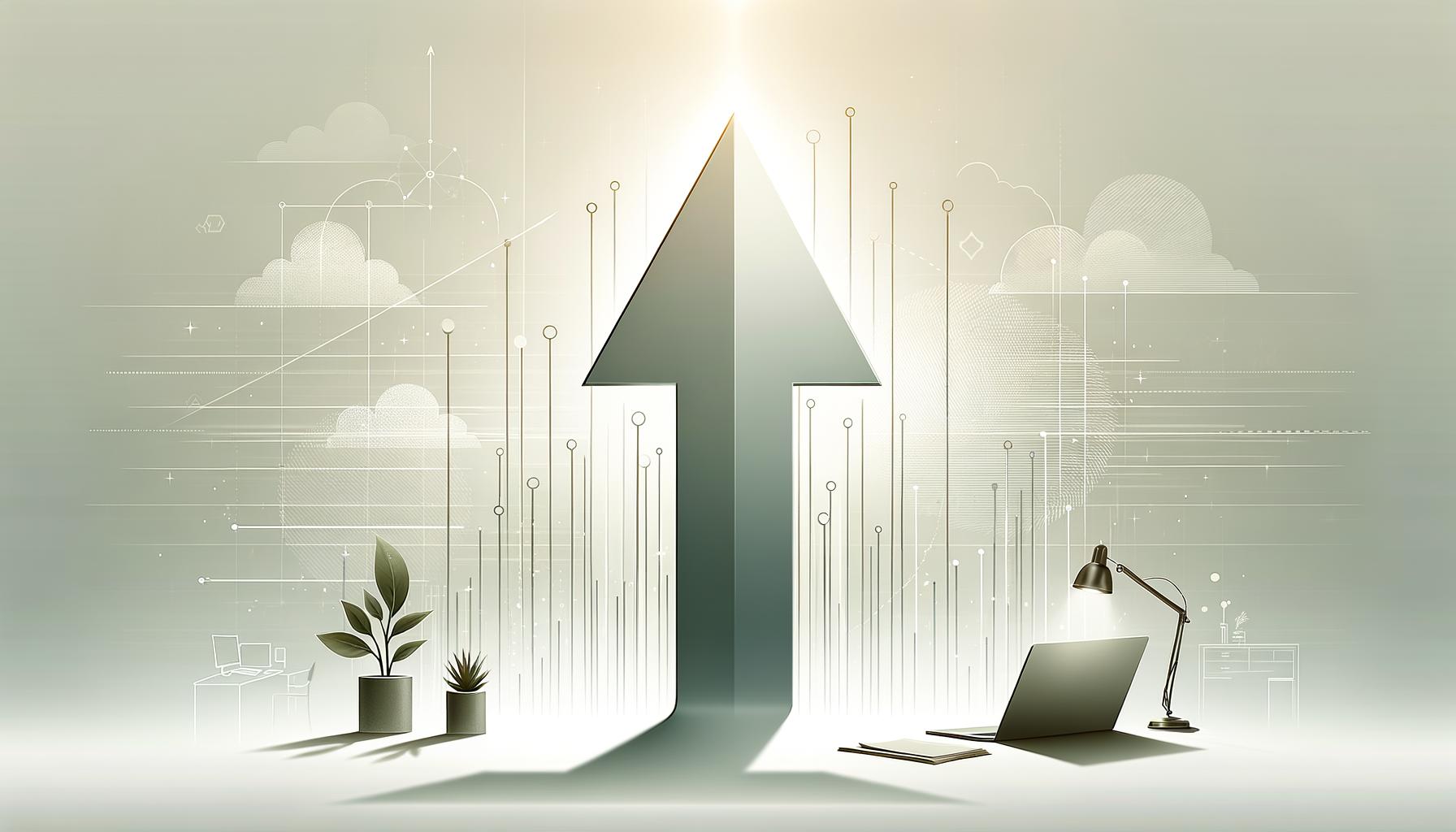 Minimalist upward arrow symbolizing career growth across remote and office workspaces