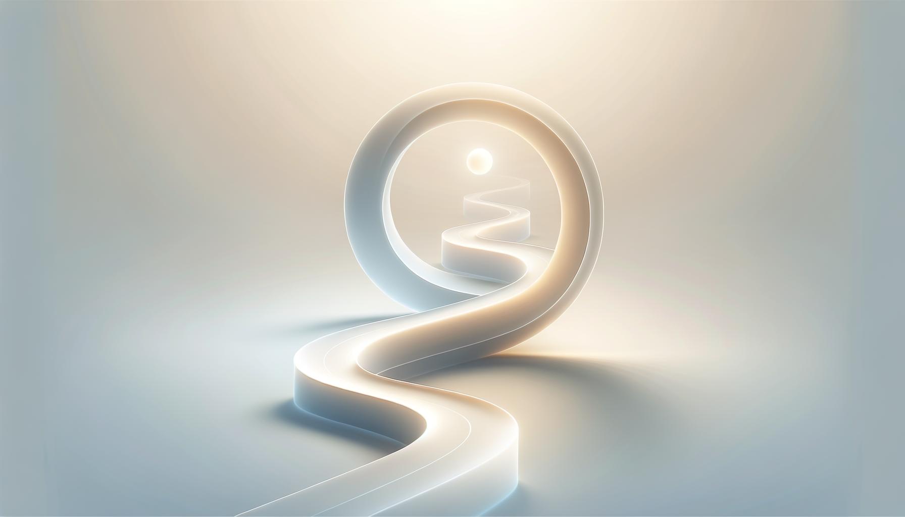 Minimalist illustration of an abstract pathway winding through a soft gradient background symbolizing growth in uncertainty