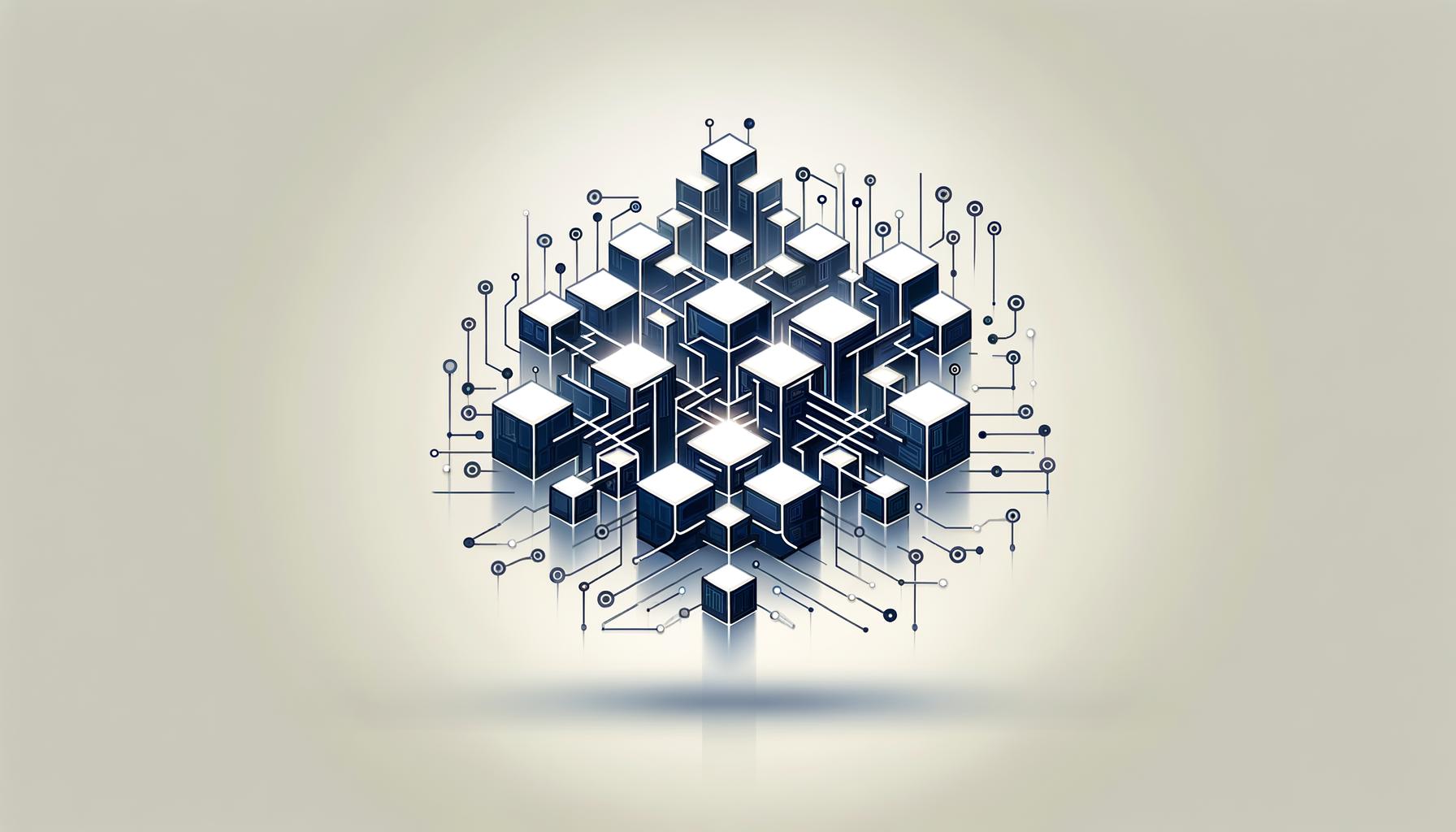 Minimalist concept art of modular circuit board shapes symbolizing engineering team evolution for scaled AI