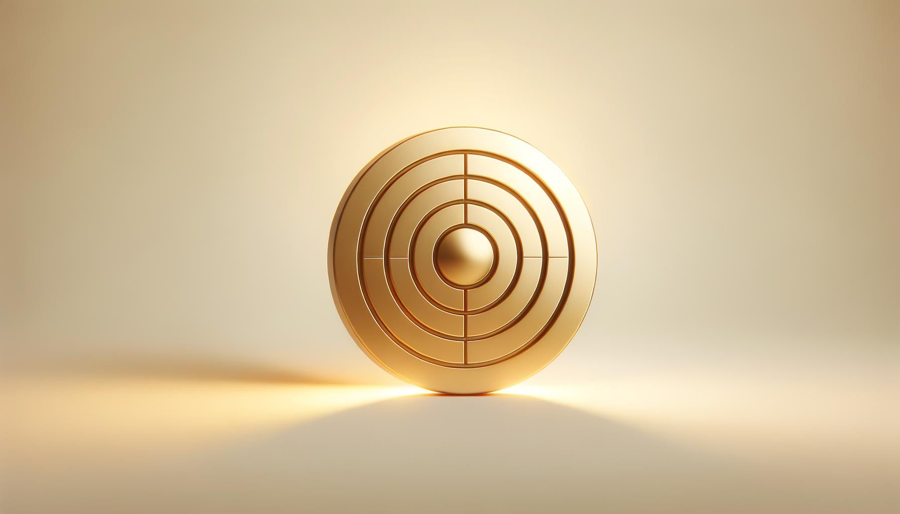 A single glowing golden target centered on a soft light gradient background representing focused achievement