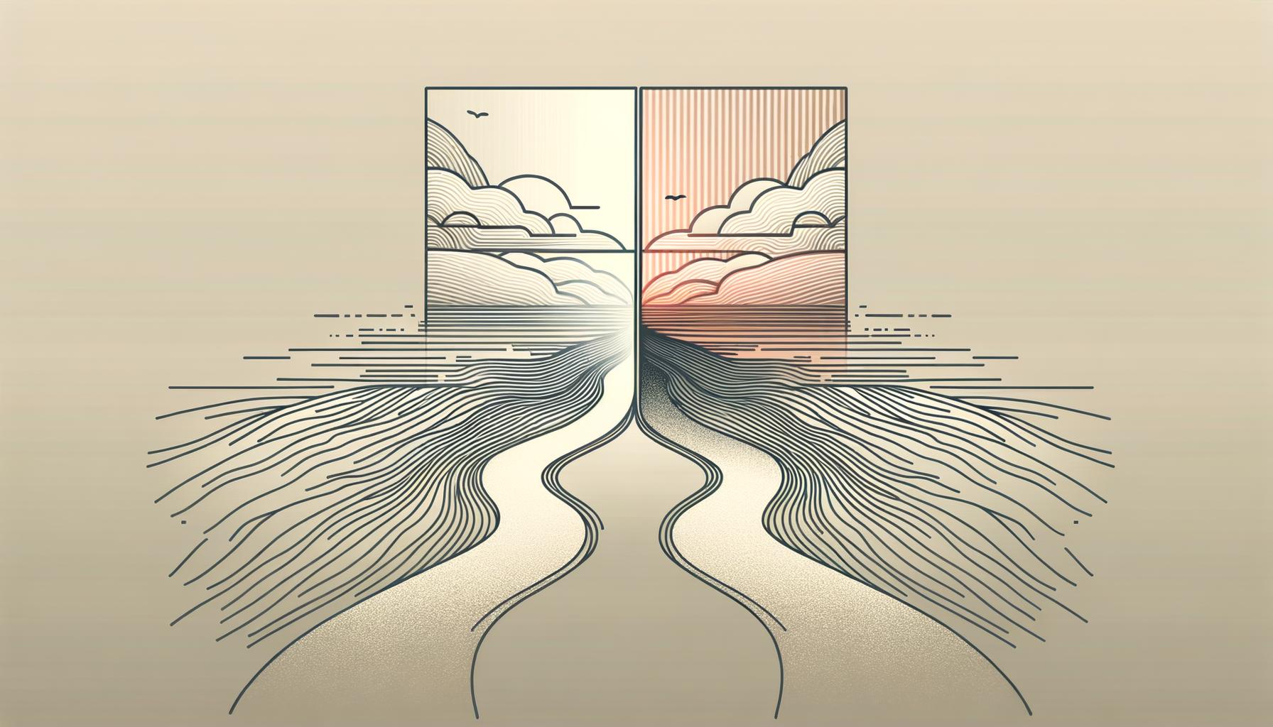 A minimalist path splitting into two with one side fading out and the other open symbolizing knowing when to stop