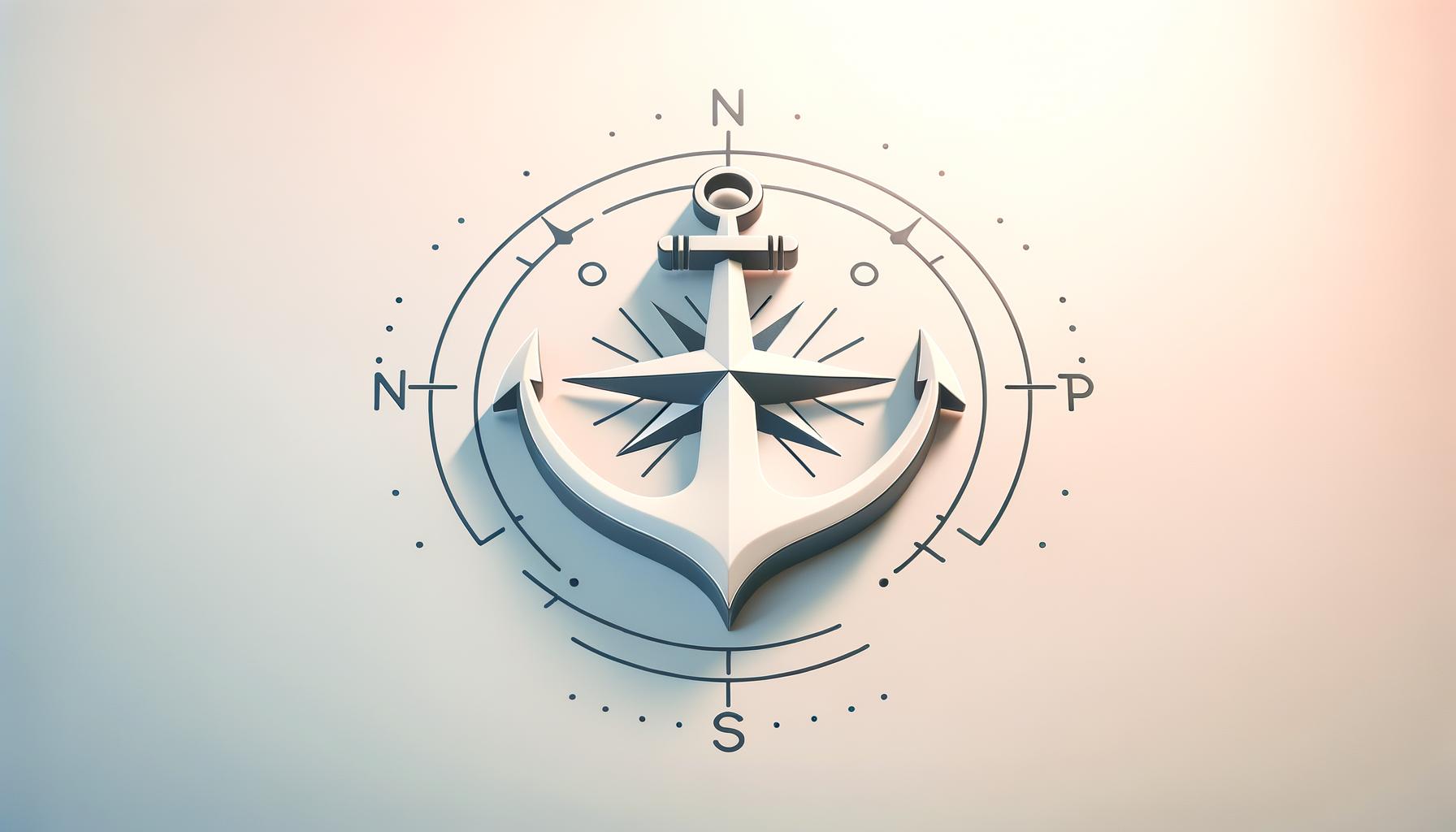 Minimalist compass and anchor illustration symbolizing leadership trust and accountability