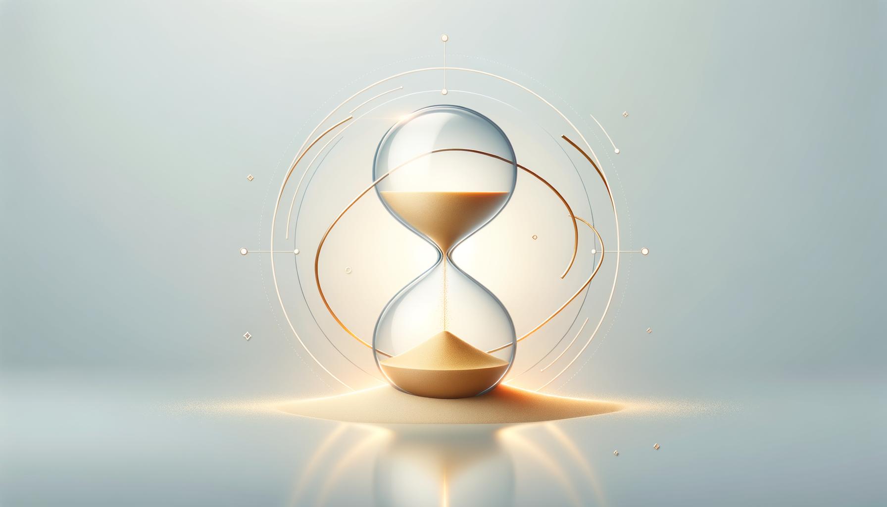 Minimalist hourglass with flowing sand on a soft gradient background symbolizing making time for learning