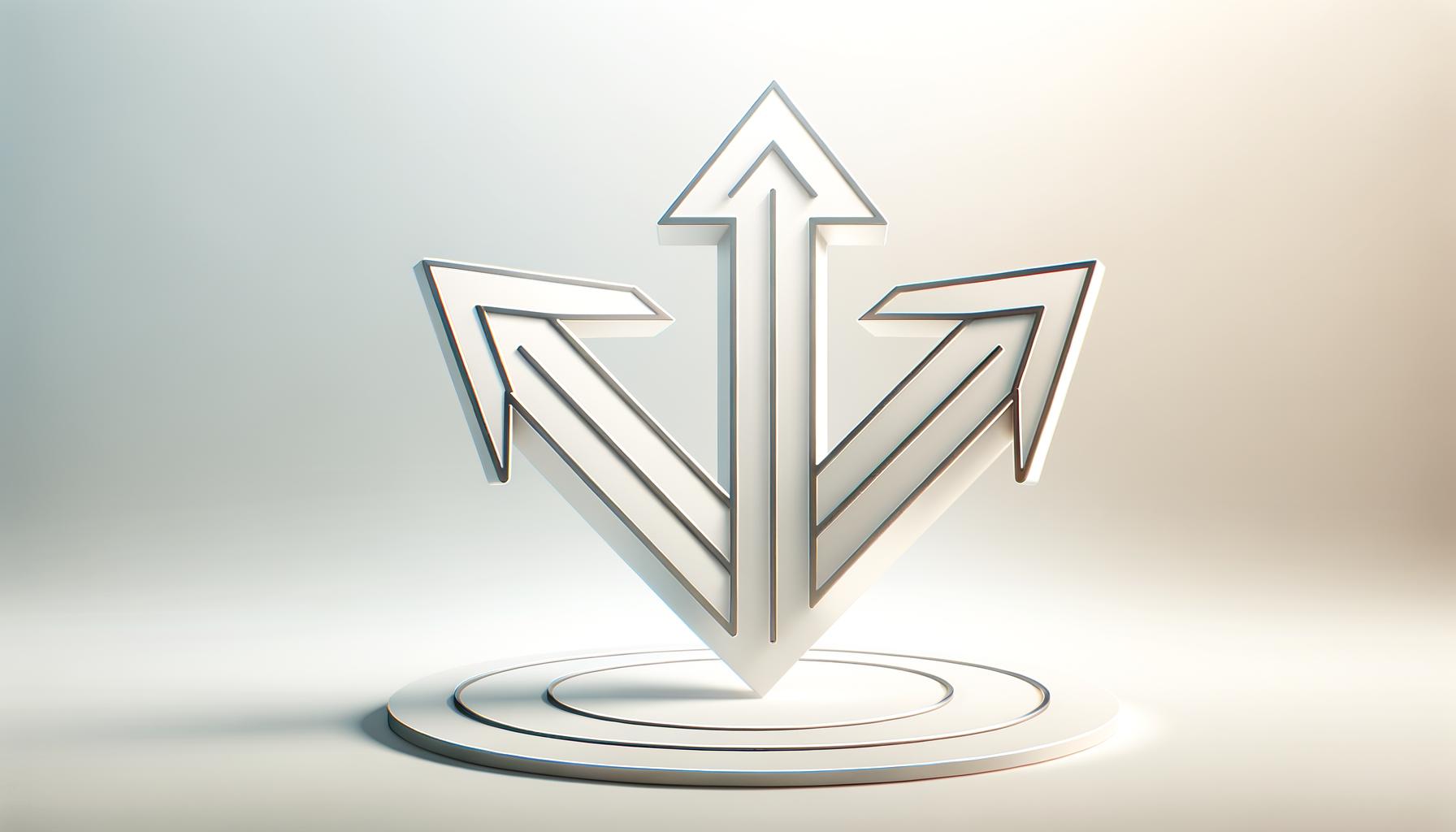 Minimalist arrows pointing up down and sideways on a soft gradient background symbolizing feedback strategies