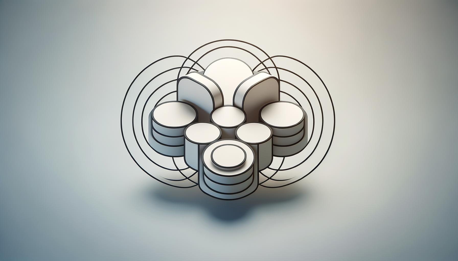 Minimalist illustration of four interlocking shapes symbolizing prioritization and leadership focus