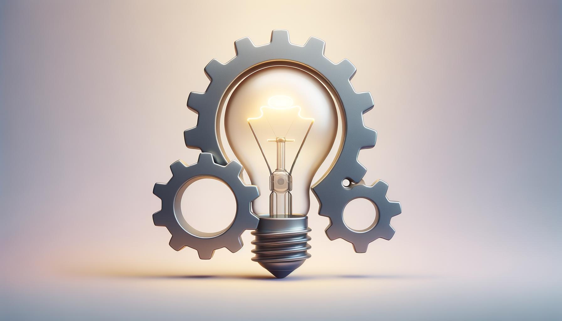 A clean gear and lightbulb illustration on a soft gradient background representing proactive engineering solutions