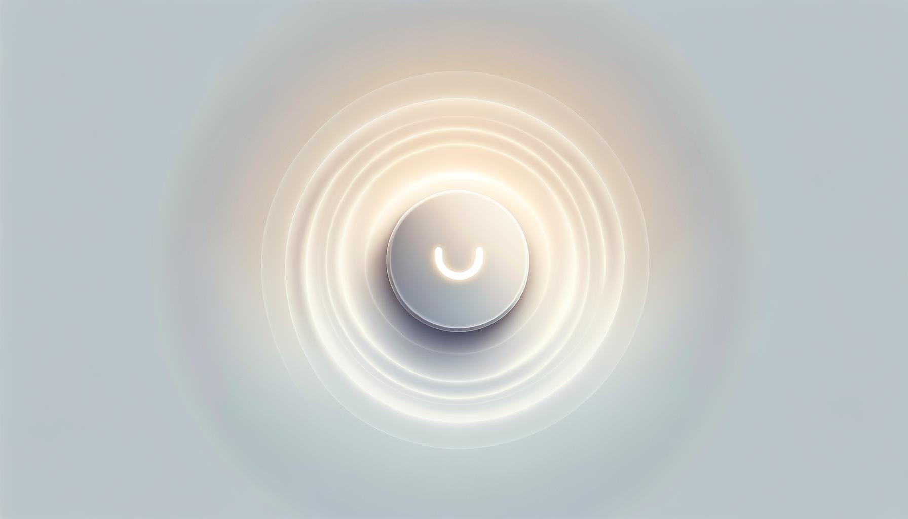 Minimalist reset button with soft glow on light gradient background symbolizing a fresh start