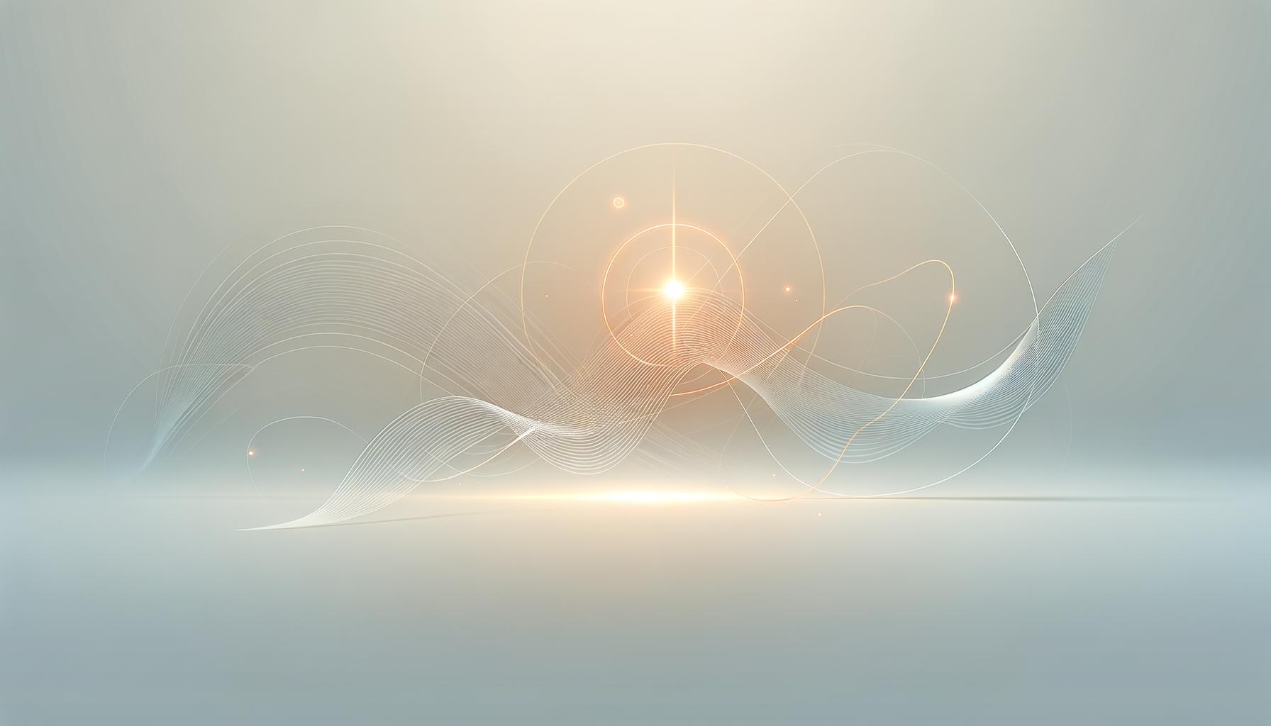 Minimalist illustration of two glowing paths intersecting on a soft gradient background representing serendipity