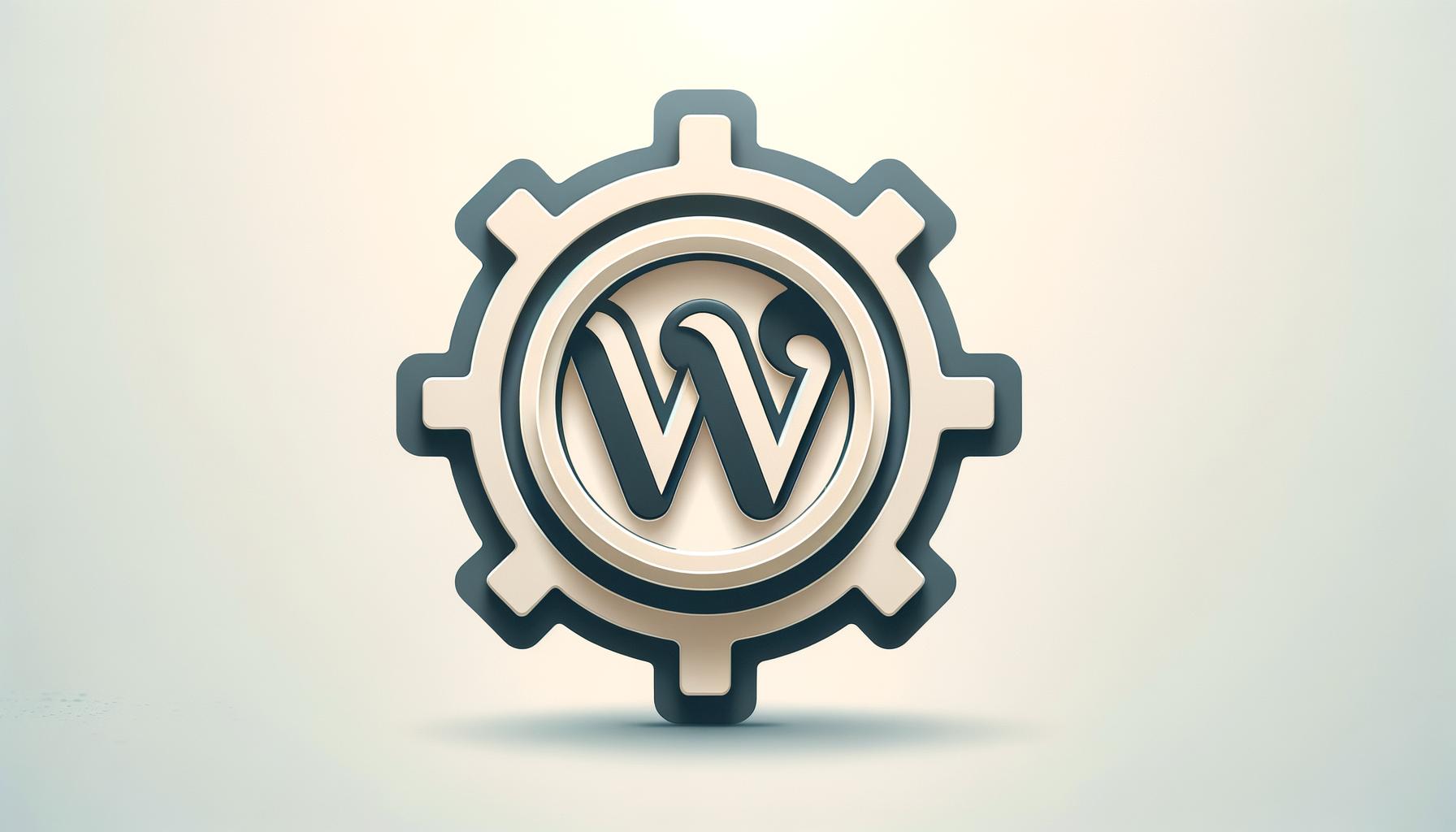 Minimalist automation gear connecting with WordPress logo on a soft gradient background