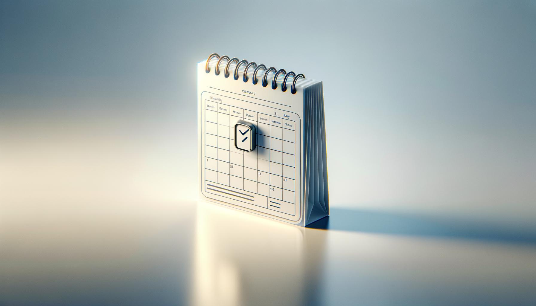 Minimalist calendar with a highlighted time block on a soft gradient background