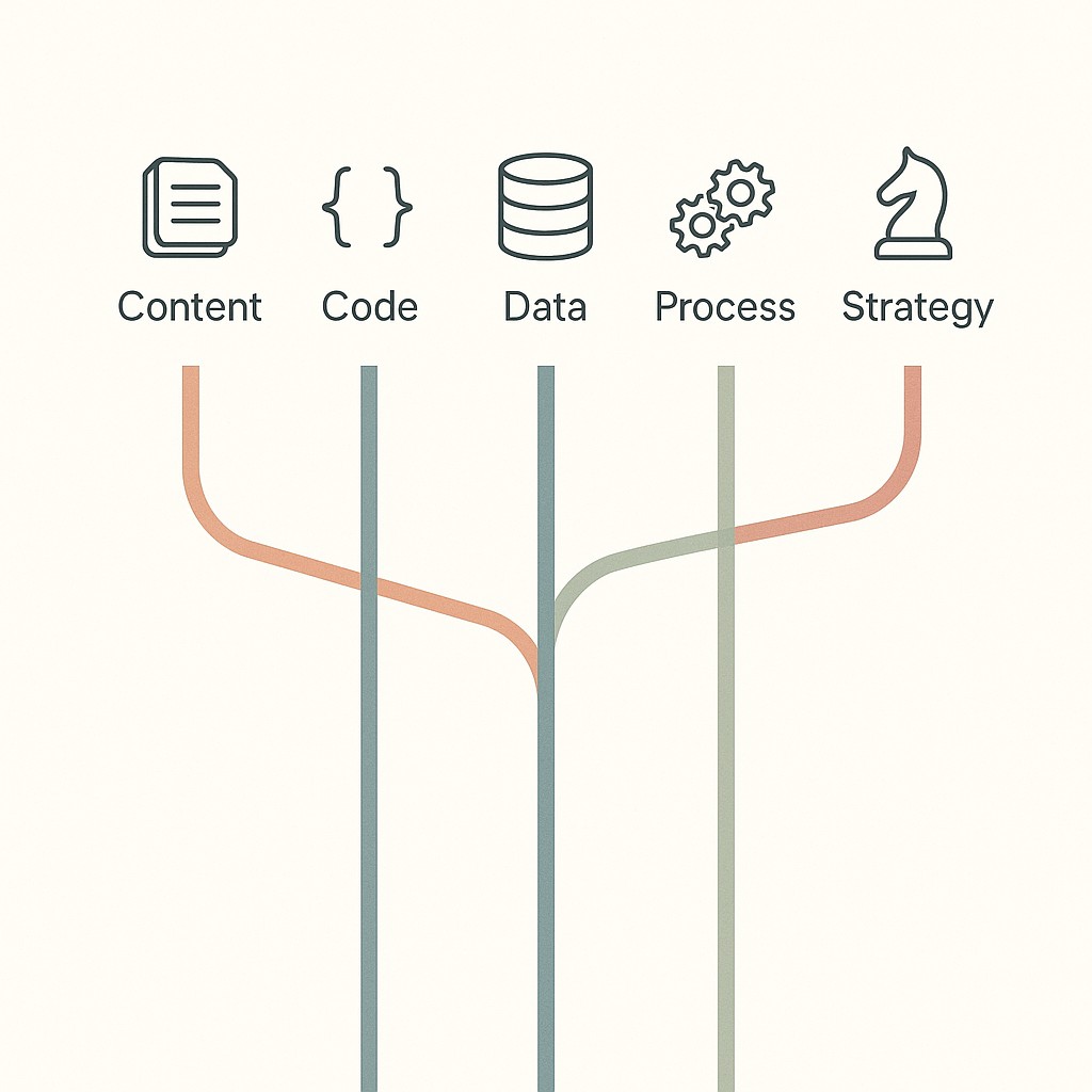 AI learning path guide showing five clearly labeled lanes representing distinct AI learning paths