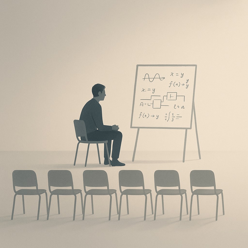 An expert trying to build trust with technical content while sharing advice to an unoccupied room