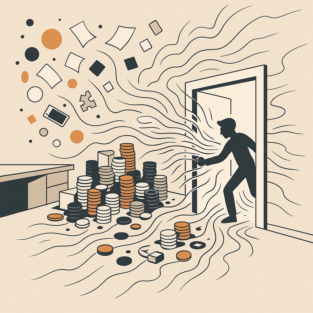 Design guardrails for LLMs as a user pushes unpredictable objects through an open doorway, triggering escalating system resource chaos