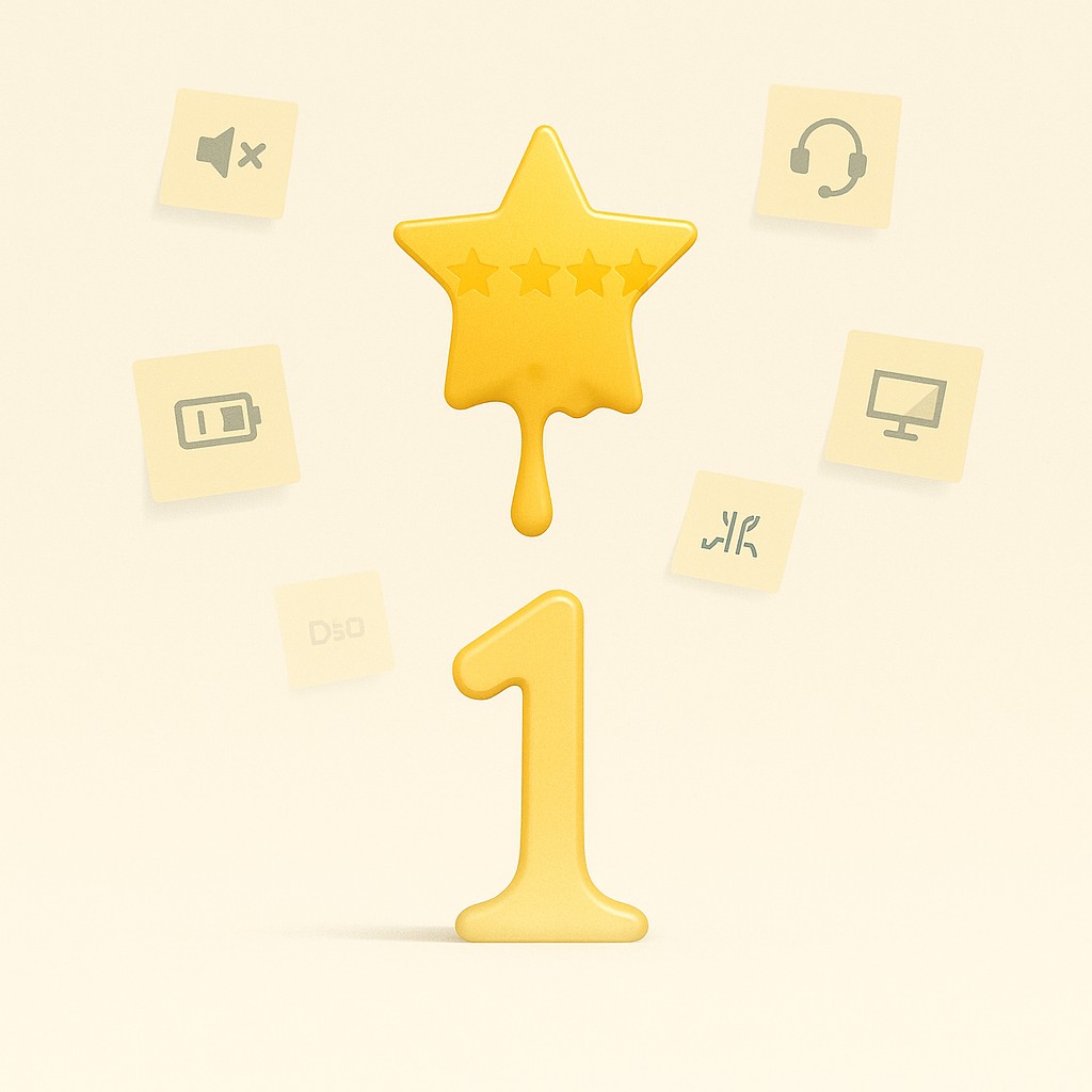 Star rating melting into a single number as detailed preference notes fade—reminding you to make decisions beyond ratings