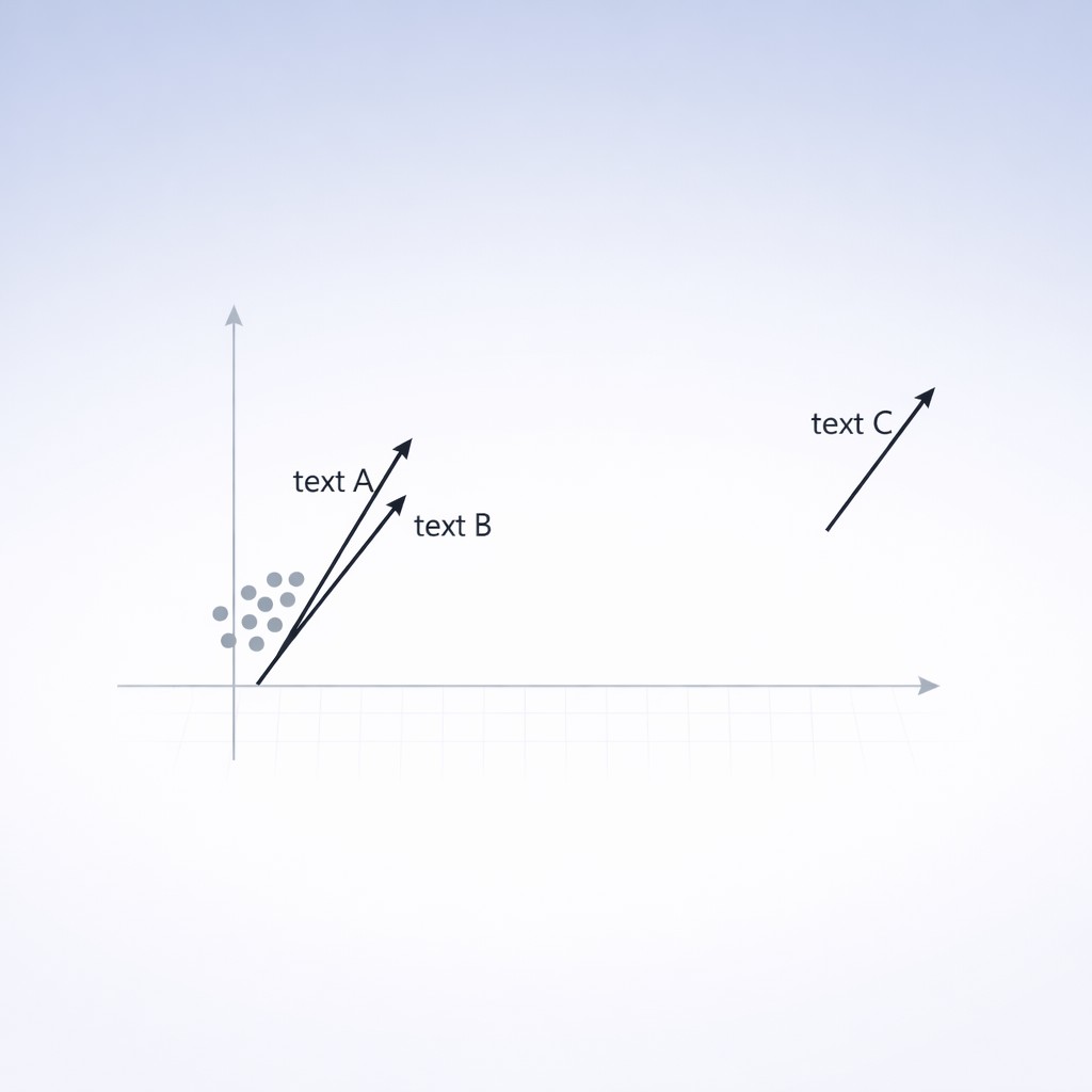 Diagram demonstrating choosing simple vs complex tools as a grid with three labeled vectors showing clear similarity and difference in direction