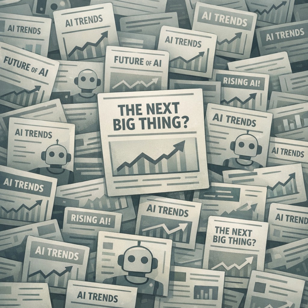 move beyond AI hype with an overcrowded digital feed of repeating AI trend posts and charts