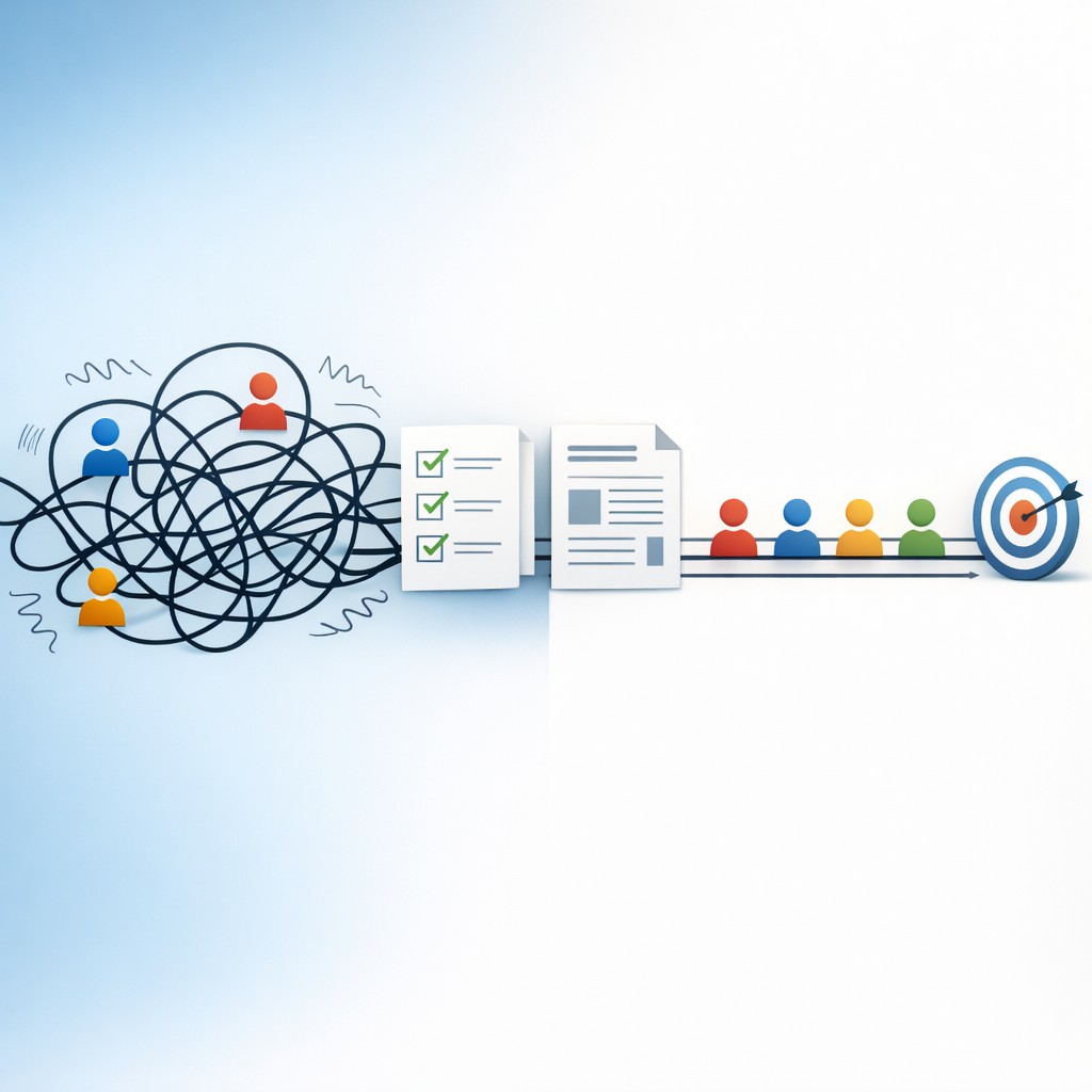Diagram illustrating techniques to optimize AI workflow efficiency, showing transition from chaotic multi-agent processes to organized and streamlined workflows